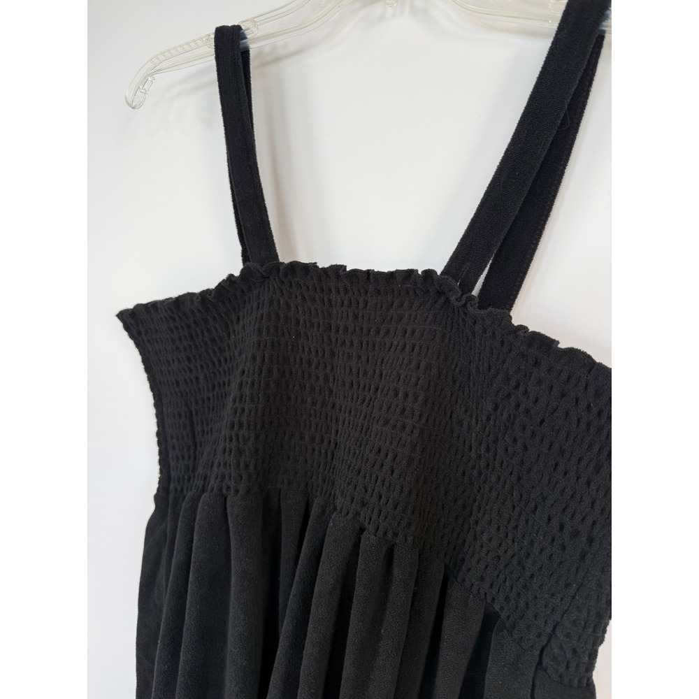 Cacique Black Terry Cloth Smocked Swim Cover Up Babydoll Dress Size 18/20 Beach